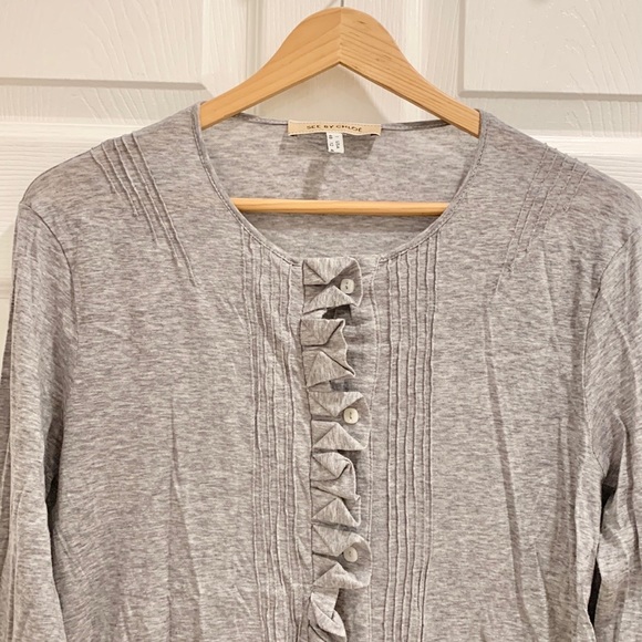 See by Chloe Grey Button Down Cotton Cardigan - Picture 3 of 15